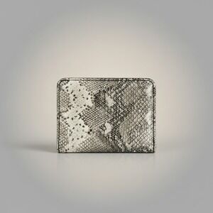 Fossil Grey Snakeskin Bifold Wallet Small Snap ID Window Zip Pocket Animal Print